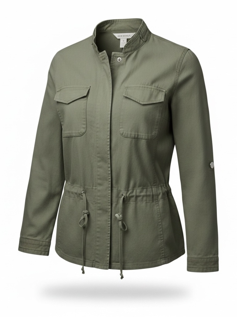 White House Black Market Olive Green Drawstring Utility Jacket